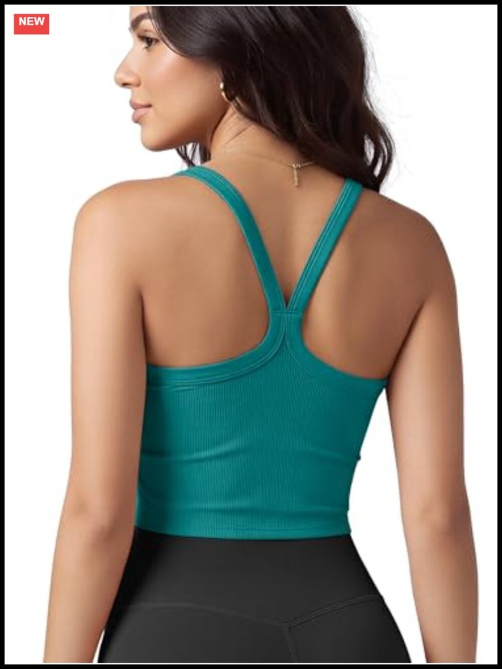 Seamless Ribbed Scoop Neck Racerback Cropped Tank Cami Slim Fit Crop Top